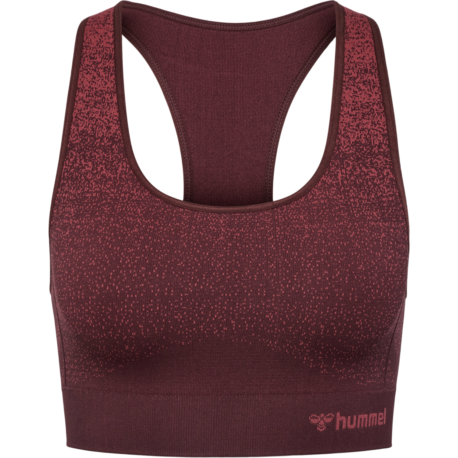 hmlMT FADE SEAMLESS SPORTS TOP, BITTER CHOCOLATE/MINERAL RED, packshot