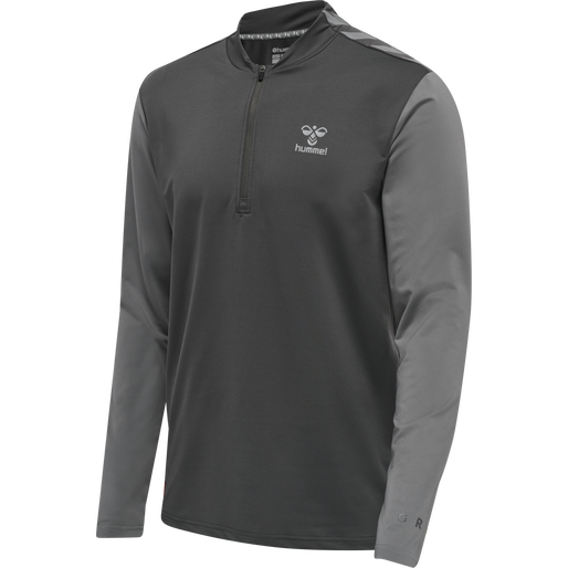 hmlPRO GRID HALF ZIP TRAINING L/S, FORGED IRON/QUIET SHADE, packshot