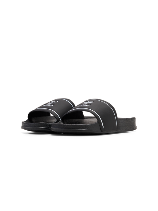 POOL SLIDE JR , BLACK/WHITE, packshot