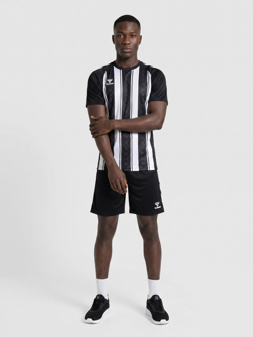 hmlMATCH STRIPED JERSEY S/S, BLACK/WHITE, model