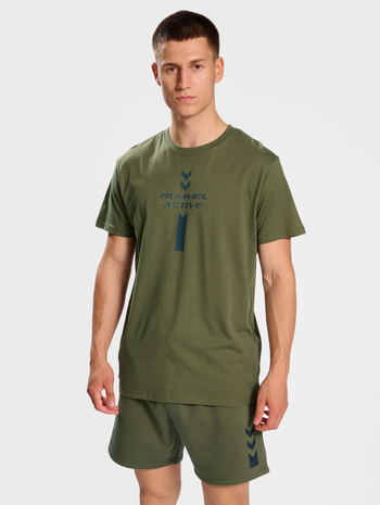 hmlACTIVE GRAPHIC CO TEE S/S, OLIVE NIGHT, model
