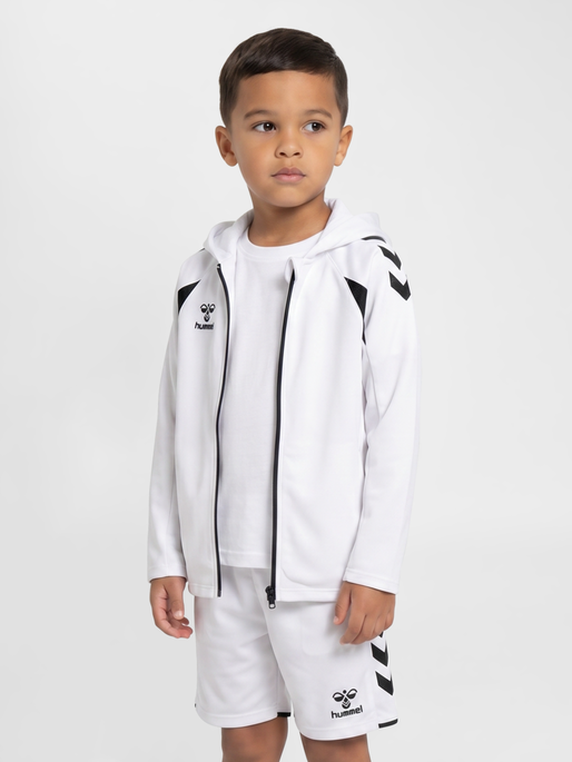 hmlCORE 2.0 ZIP HOODIE KIDS, WHITE/BLACK, model
