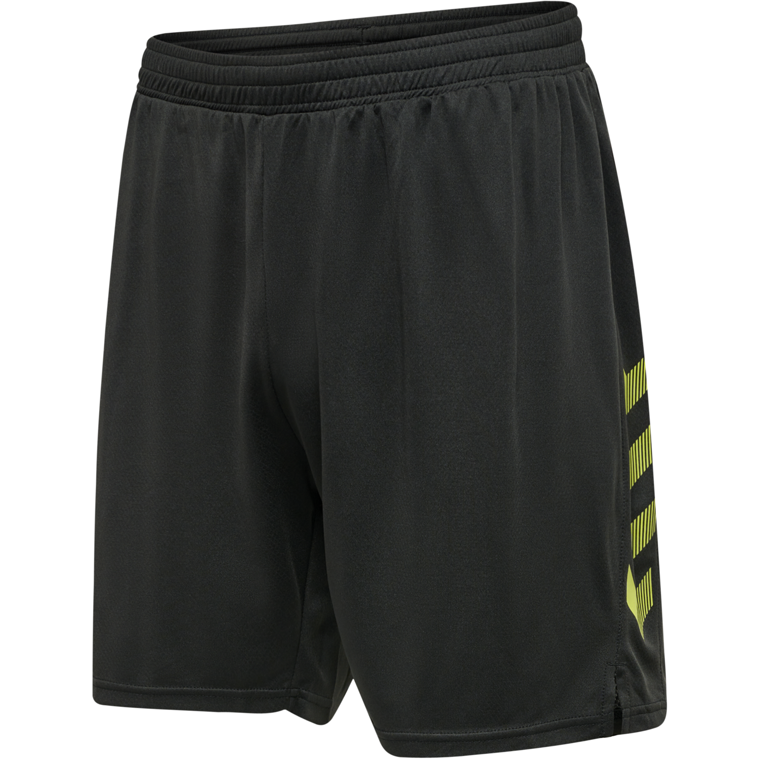 hmlONGRID POLY SHORTS, JET BLACK/DARK CITRON, packshot