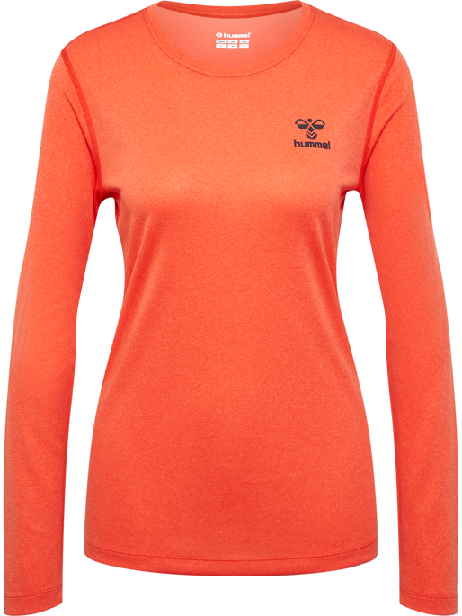 hmlSPRINT MEL T-SHIRT L/S WOMAN, SPICY ORANGE MELANGE, packshot