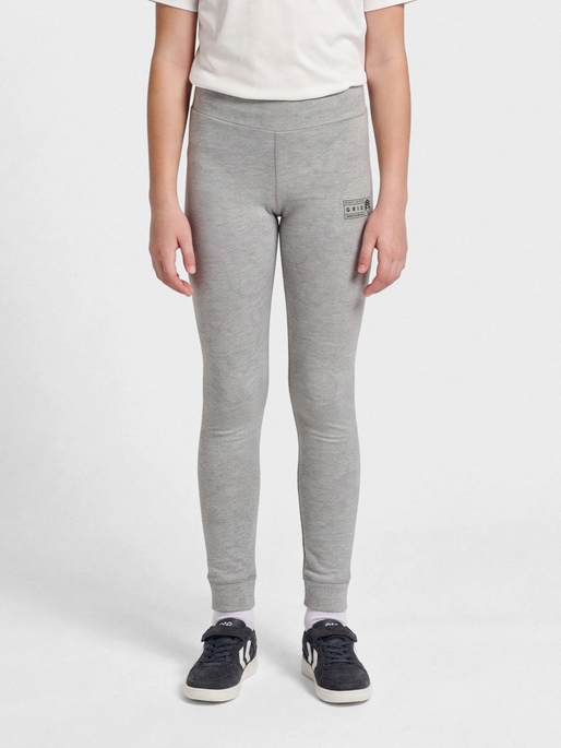 hmlMOVE GRID COTTON TIGHTS KIDS, GREY MELANGE, model
