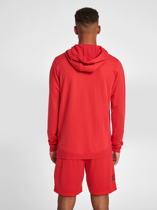 hmlLEAD POLY HOODIE, TRUE RED, model