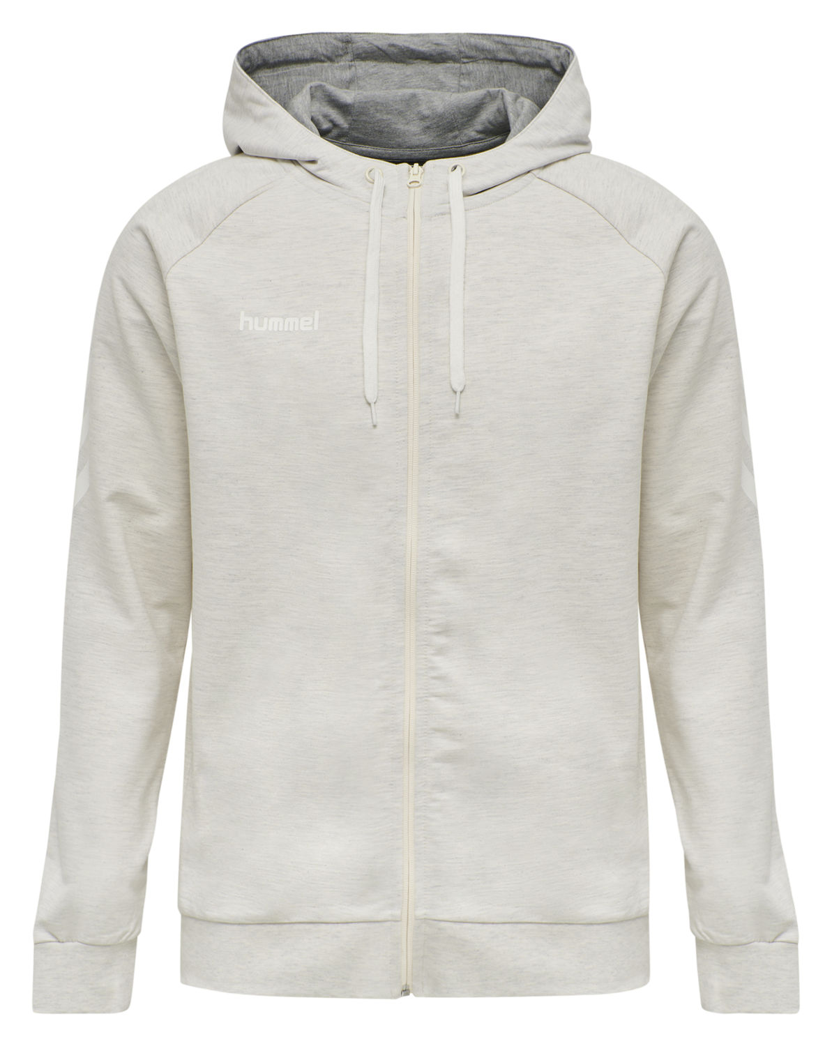 HUMMEL GO COTTON ZIP HOODIE, EGRET MELANGE, packshot