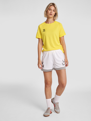 hmlLEAD S/S POLY JERSEY WOMEN, BLAZING YELLOW, model