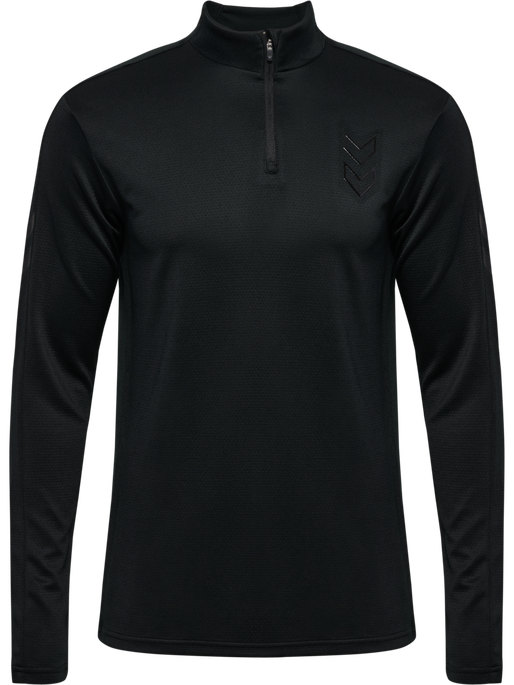 hmlACTIVE PL HALF ZIP, BLACK, packshot