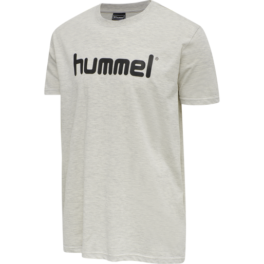 HUMMEL GO COTTON LOGO T-SHIRT S/S, EGRET MELANGE, packshot