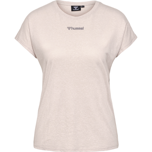 hmlZANDRA T-SHIRT, PUMICE STONE MELANGE, packshot