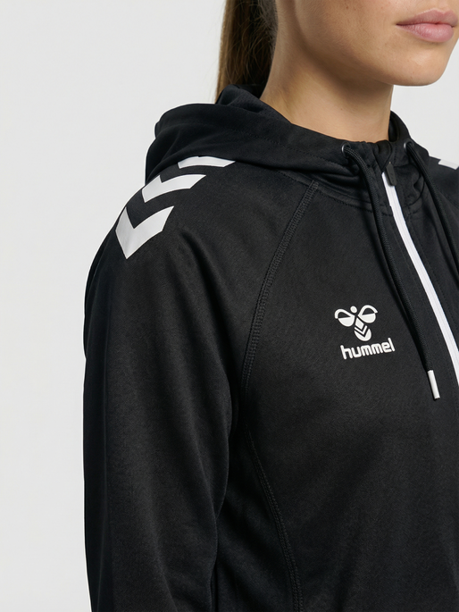 hmlCORE 2.0 ZIP HOODIE WOMAN, BLACK/WHITE, model