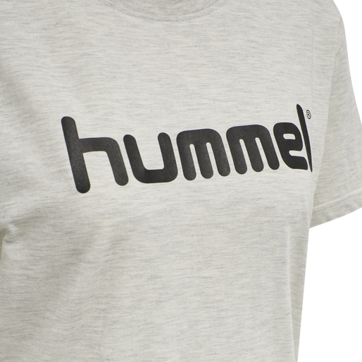 HMLGO COTTON LOGO T-SHIRT WOMAN S/S, EGRET MELANGE, packshot