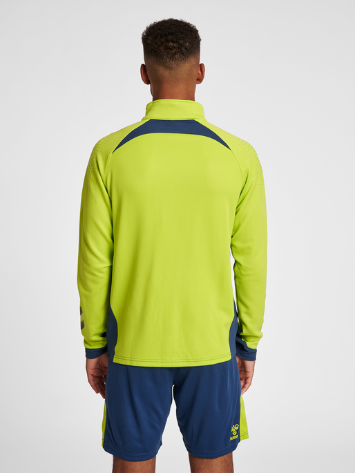 hmlLEAD POLY ZIP JACKET, LIME PUNCH, model