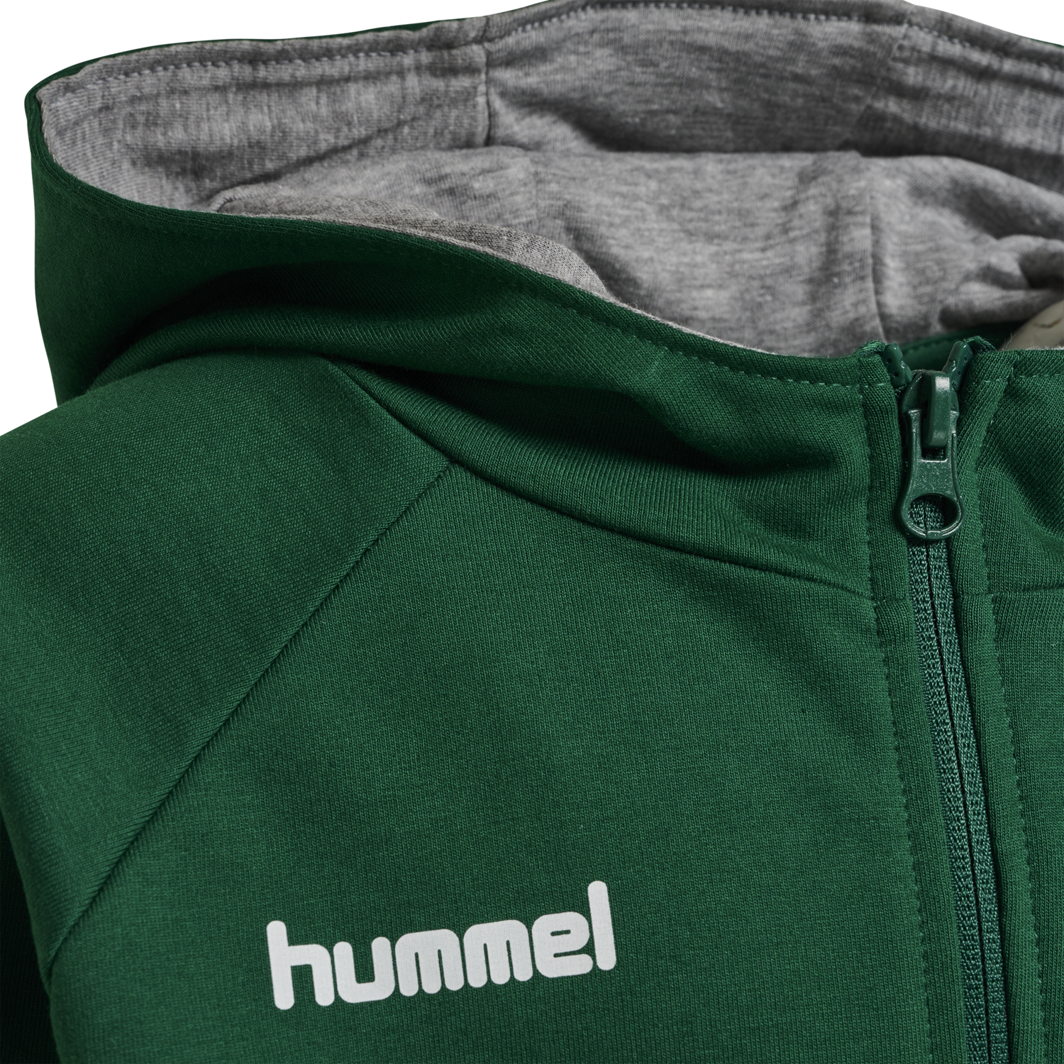 HUMMEL GO KIDS COTTON ZIP HOODIE, EVERGREEN, packshot
