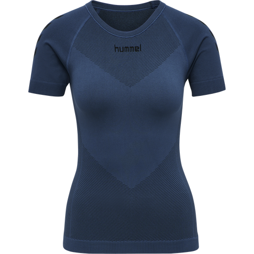 HUMMEL FIRST SEAMLESS JERSEY S/S WOMAN, DARK DENIM, packshot