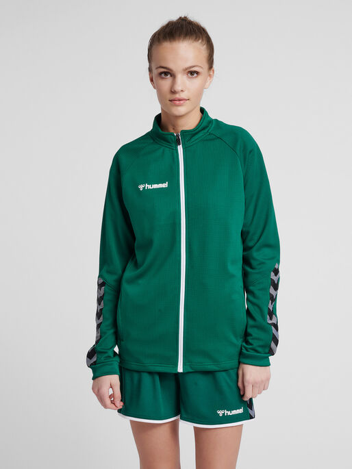 hmlAUTHENTIC WOMEN POLY ZIP JACKET, EVERGREEN, model