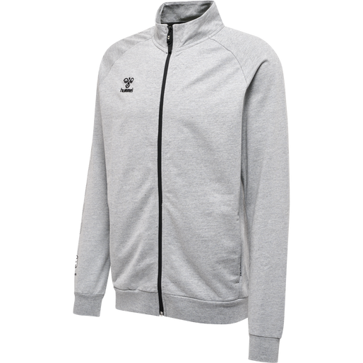 hmlMOVE GRID COTTON ZIP JACKET, GREY MELANGE, packshot