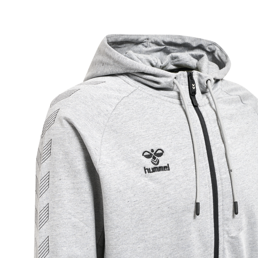 hmlMOVE GRID COTTON ZIP HOODIE, GREY MELANGE, packshot