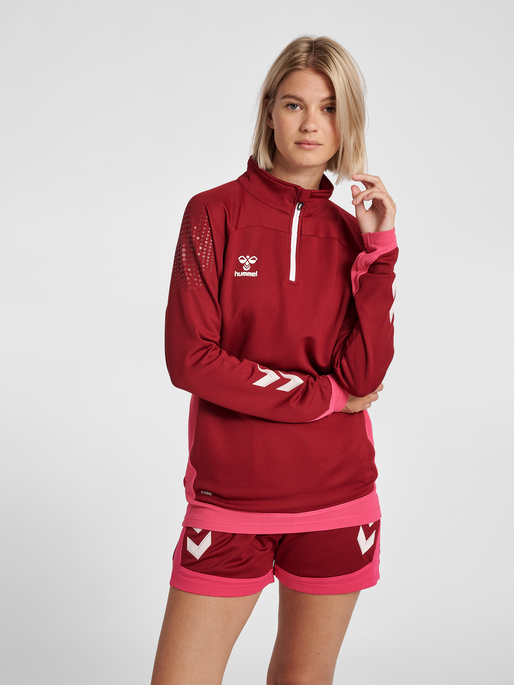 hmlLEAD WOMAN HALF ZIP , BIKING RED, model