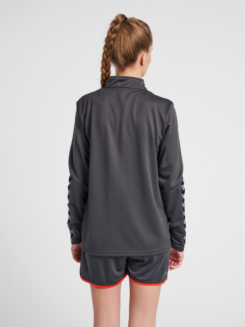 hmlAUTHENTIC HALF ZIP SWEATSHIRT WOMAN, ASPHALT, model