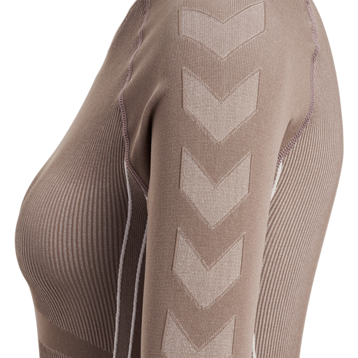 hmlTE CHRISTEL SEAMLESS T-SHIRT L/S, CHATEAU GRAY/DRIFTWOOD MELANGE, packshot