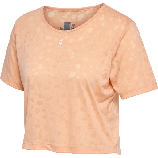 hmlMT IRIS BURNOUT CROP T-SHIRT, ALMOST APRICOT, packshot