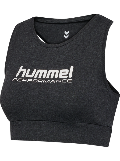 hmlPULSE LOGO LIGHT SUPPORT BRA, BLACK MELANGE hmlPULSE LOGO LIGHT SUPPORT BRA, BLACK MELANGE, packshot