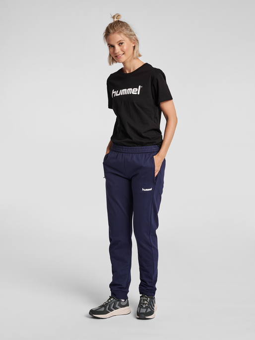 HUMMEL GO COTTON PANTS WOMAN, MARINE, model