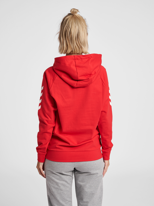 HUMMEL GO COTTON HOODIE WOMAN, TRUE RED, model