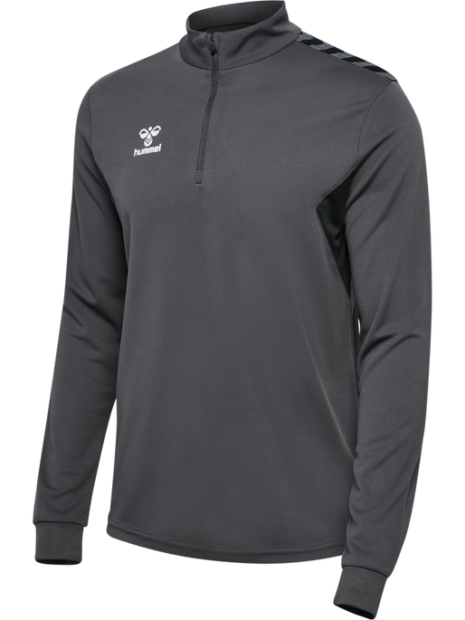 hmlAUTHENTIC HALF ZIP SWEAT, ASPHALT, packshot