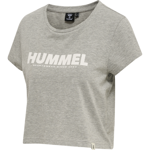 hmlLEGACY WOMAN CROPPED T-SHIRT, GREY MELANGE, packshot