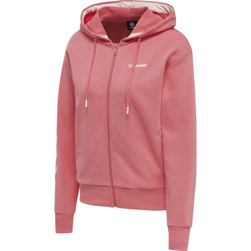 HMLMOSSA ZIP HOODIE, SUGAR CORAL, packshot