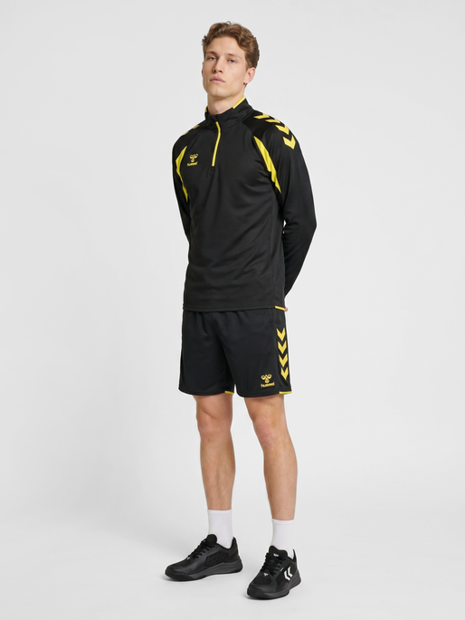 hmlCORE 2.0 HALF ZIP, BLACK/BLAZING YELLOW, model