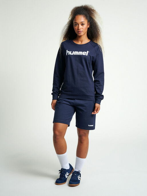 HUMMEL GO COTTON LOGO SWEATSHIRT WOMAN, MARINE, model