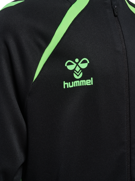 hmlLEAD 2.0 TRACK ZIP JACKET KIDS, BLACK/GREEN GECKO hmlLEAD 2.0 TRACK ZIP JACKET KIDS, BLACK/GREEN GECKO, packshot
