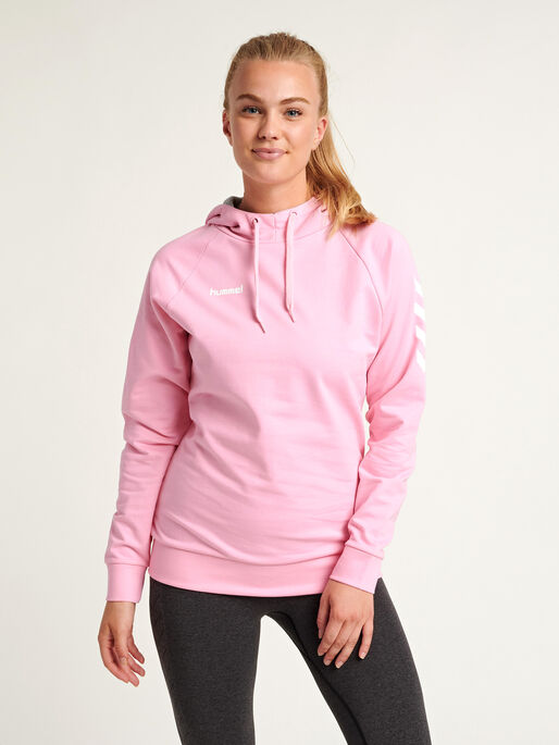 HUMMEL GO COTTON HOODIE WOMAN, COTTON CANDY, model