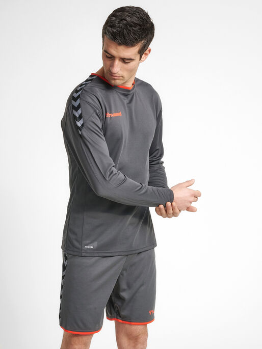 hmlAUTHENTIC POLY JERSEY L/S, ASPHALT, model