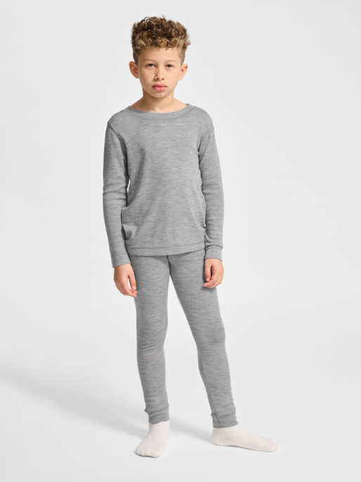 hmlJR WOOL RIB T-SHIRT L/S, GREY MELANGE, model