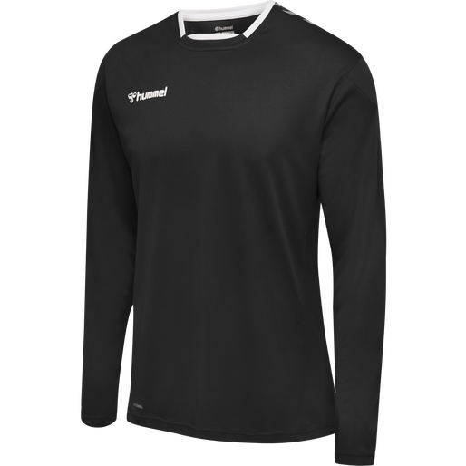 hmlAUTHENTIC POLY JERSEY L/S, BLACK/WHITE, packshot