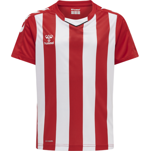 hmlCORE XK STRIPED JERSEY S/S KIDS, TRUE RED/WHITE, packshot