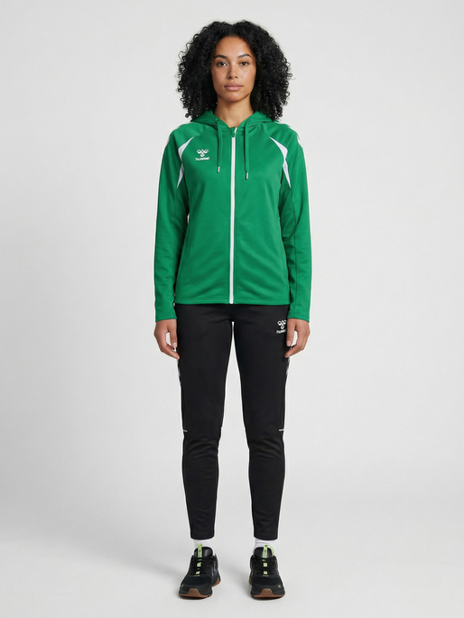 hmlCORE 2.0 ZIP HOODIE WOMAN, JELLY BEAN/WHITE, model