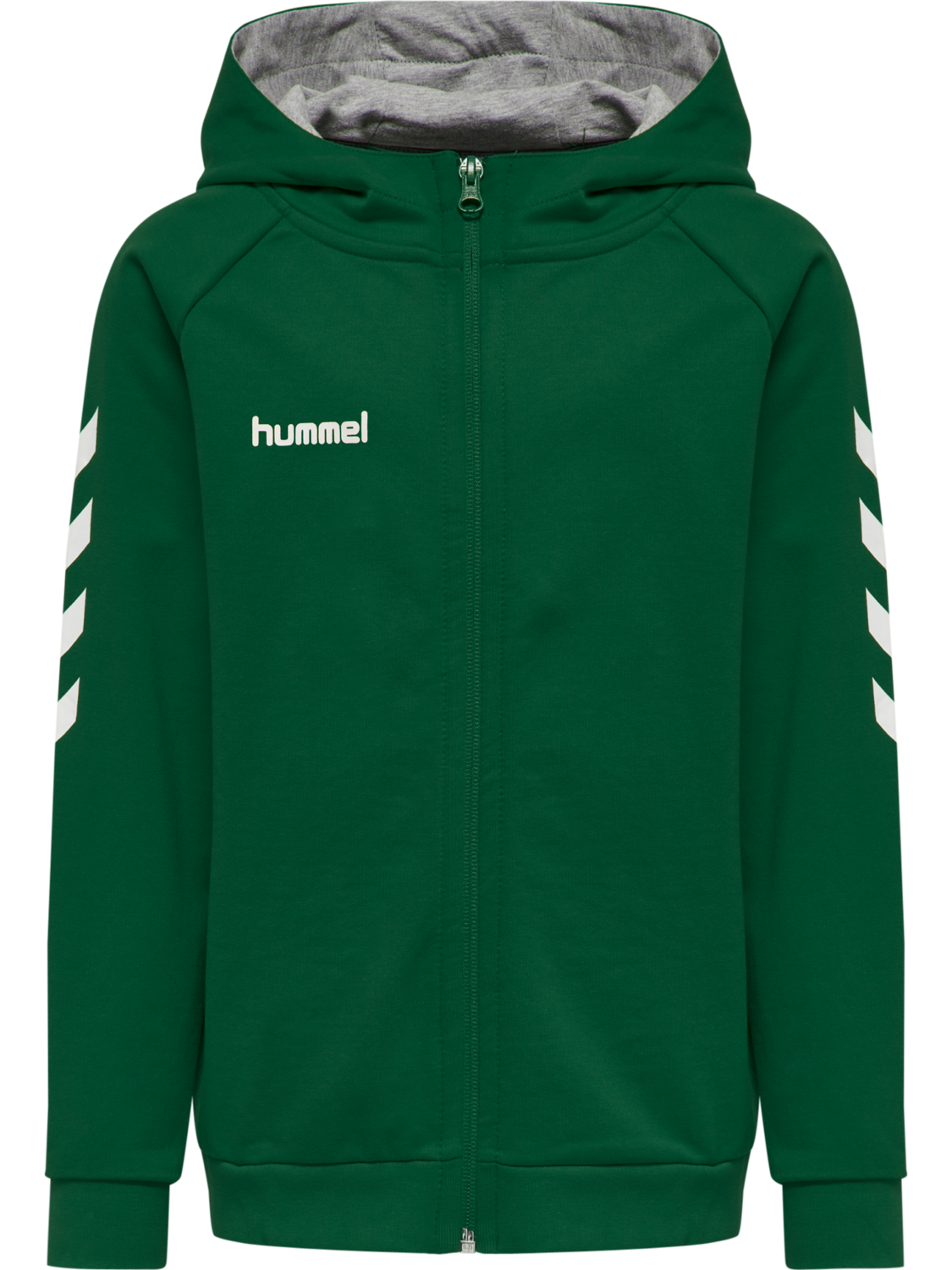 HUMMEL GO KIDS COTTON ZIP HOODIE, EVERGREEN, packshot