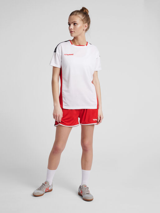 hmlAUTHENTIC POLY JERSEY WOMAN S/S, WHITE/TRUE RED, model