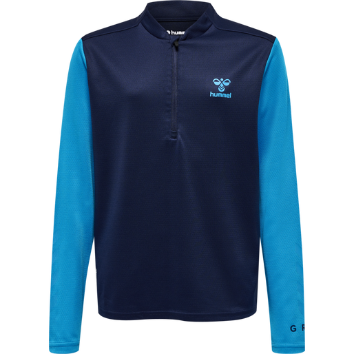 hmlONGRID 1/2 ZIP POLY SWEAT KIDS, MARINE/ATOMIC BLUE, packshot