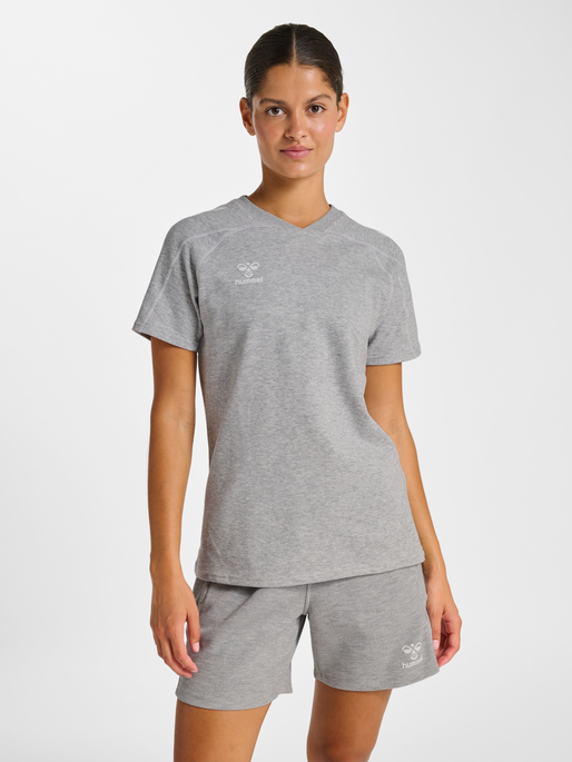 hmlMOVE 2.0 T-SHIRT S/S WOMAN, GREY MELANGE, model