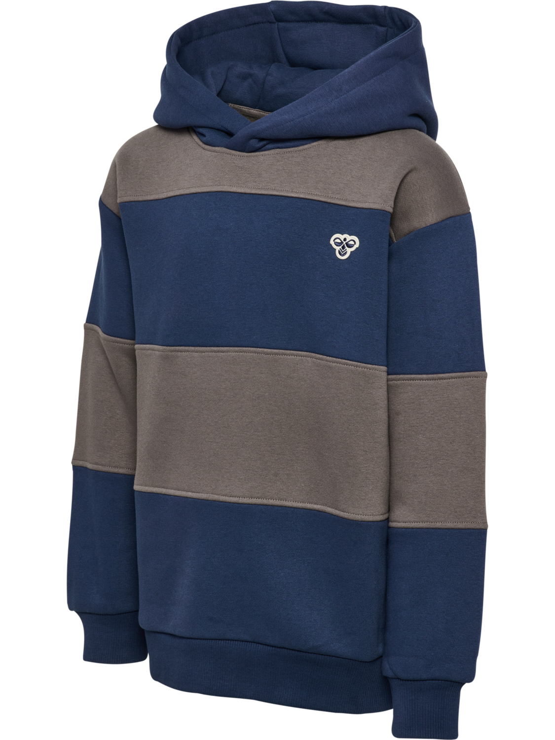 hmlJR LOOSE STRIPE HOODIE BEE, DRESS BLUES, packshot