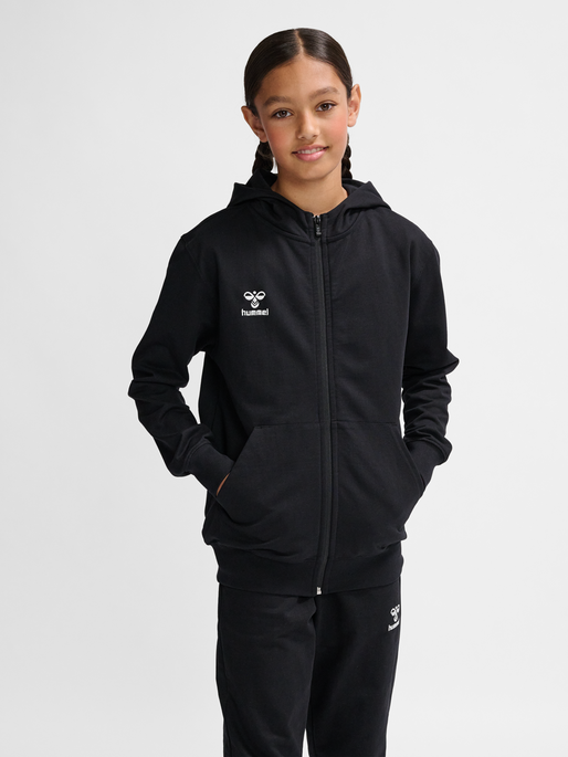 hmlGO 2.0 ZIP HOODIE KIDS, BLACK, model