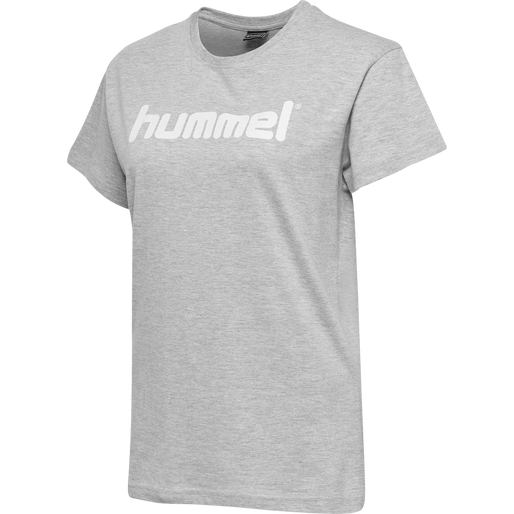HUMMEL GO COTTON LOGO T-SHIRT WOMAN S/S, GREY MELANGE, packshot