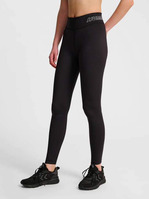 hmlTE FUNDAMENTAL MID WAIST TIGHTS, BLACK/WHITE, model